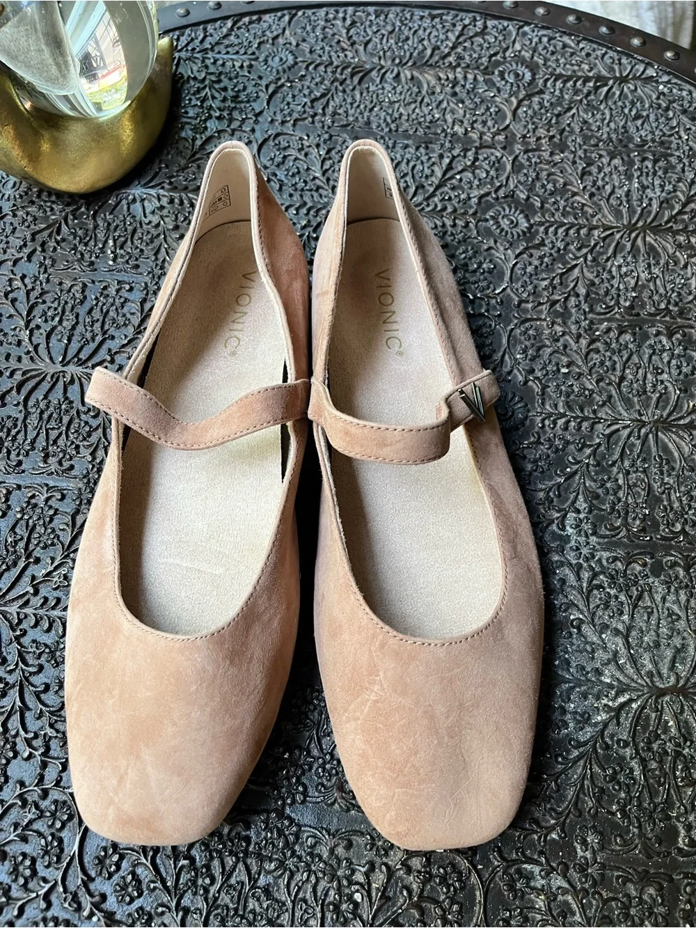NEW VIONIC ALAMEDA MOCHA MOUSSE SUEDE MARY JANE FLATS 9